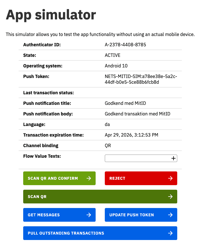 MitID test tool: scan QR and confirm